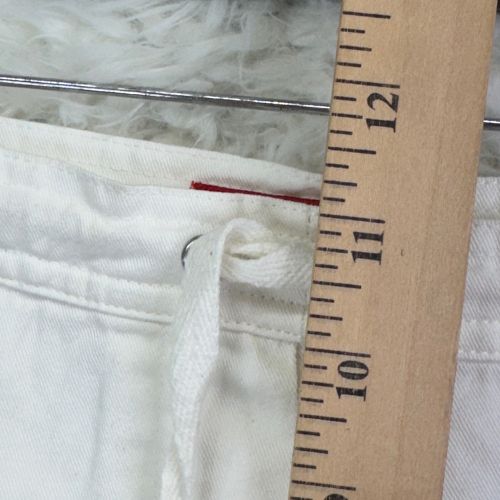 Esprit White Cotton Blend Drawstring Shorts Size 7/8 Y2K Minimalist Summer - Picture 6 of 7